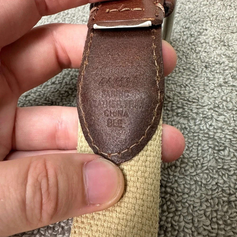 Dockers Mens Nautical Anchor Fabric Leather Trim Belt Navy Tan Brown Size 44